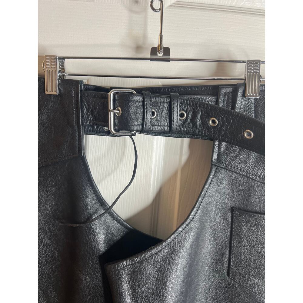 Interstate Leather Motorcycle Chaps Unisex Black ~ Size 4XL - Picture 2 of 11